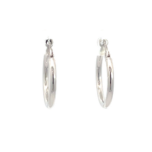 14K White Gold 2mmx15mm Hoop Earrings