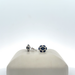 14k White Gold Sapphire Stud Earrings