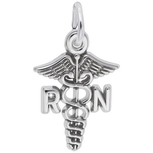 Sterling Silver Small RN Caduceus Charm