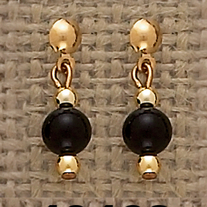 Gold Plated Genuine Black Onyx Drop Earrings