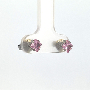 Sterling Silver 4X4MM Pink CZ Stud Earrings