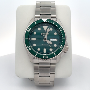 Silver SEIKO Watch with Green Dial