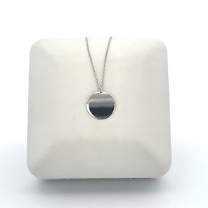14k White Gold Disc Pendant Necklace - Engravable