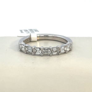 14K White Gold Halfway East West Emerald Cut Diamond Band