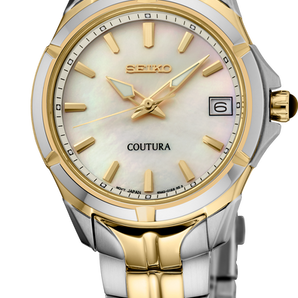 Ladies Coutura Two-Toned Seiko Watch with Mother of Pearl Dial