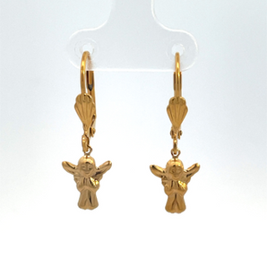 Gold Plated Angel Leverback Drop Earrings