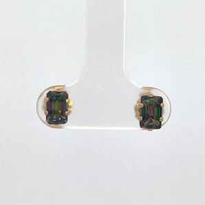 Gold Plated 6X4 Mystic Fire Stud Earrings