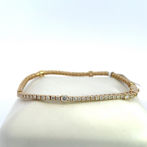 14KT Yellow Gold Diamond Tennis Bracelet with 2 size Round Diamonds, 2.28ctw