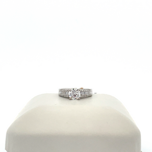 14k White Gold Engagement Ring with Cubic Zirconia Round Center