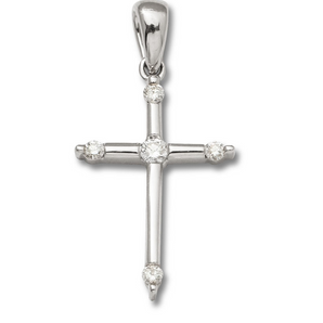 14k White Gold Diamond Cross Pendant