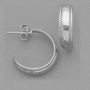 Sterling Silver Bead Hoop Earrings