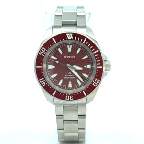 Mens Prospex Diver Stainless Steel Automaic Red Dial Watch