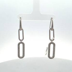 Sterling Silver Cubic Zirconia Paperclip Earrings