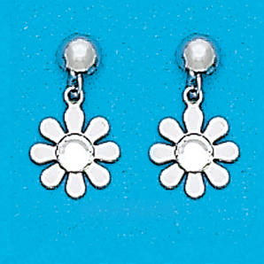 Sterling Silver April Daisy Dangling Earrings