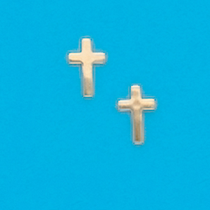 Gold Plated Baby Cross Stud Earrings