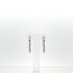14k White Gold Sapphire Hoop Earrings