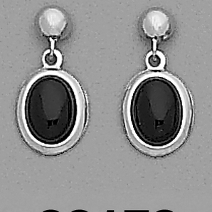 Sterling Silver 1/2 Black Onyx Dangling Earrings