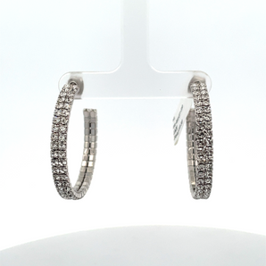 Sterling Silver Medium Cubic Zirconia Hoop Earrings