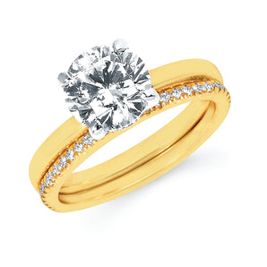 Ladies 14kt Two-Toned Engagement Ring with 2ct Round Brilliant Cubic Zirconia Center and Hidden Halo .08CTW.