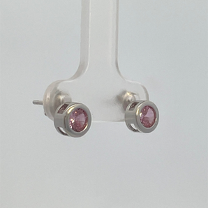 Sterling Silver Bezel Set Pink Colored CZ  October
