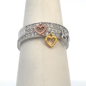 Sterling Silver Satckable Ring with CZ Triple Plated Heart