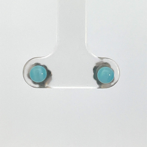 Sterling Silver 4MM Optic Aqua Stud Earrings