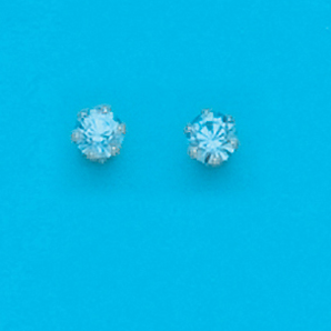 Sterling Silver 4MM March Stud Earrings