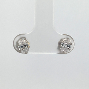 Sterling Silver 6X4 Oval CZ Stud Earrings