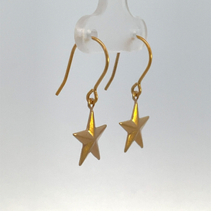 Gold Plated Star Sterling Drop Earrings