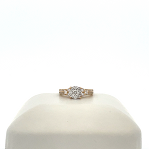 Lady's 14k Yellow Gold Engagement Ring with Round Cluster Center