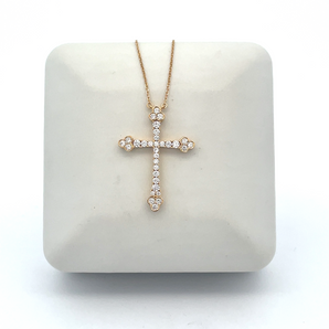 Gold Vermeil Cross Pendant with Simulated Diamonds