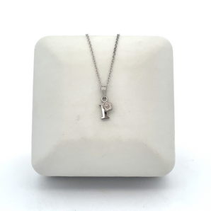 Sterling Silver 15in Initial Necklace - I