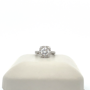 18k White Gold Engagement Ring with Cubic Zirconia Round Center
