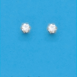 Yellow Plated 3MM White CZ Stud Earrings
