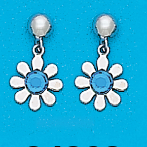 Sterling Silver March Flower Dangling Earrings