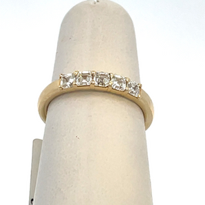 14K Yellow Gold 5 Stone Asscher Cut Band