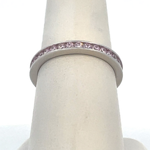 Sterling Silver Pink CZ Eternity Band  Ring