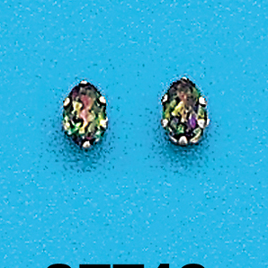 Sterling Silver 6X4MM Mystic Fire Stud Earrings