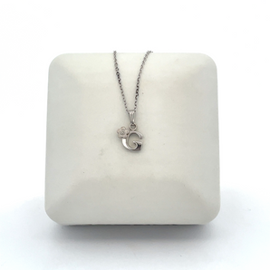 Sterling Silver 15in Initial Necklace - G