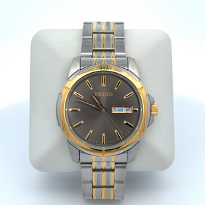 Two-Tone SEIKO Watch with Gray Dial