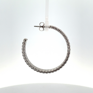 Sterling Silver Medium Cubic Zirconia Hoop Earrings