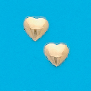 Gold Plated Puff Heart Stud Earrings