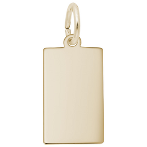 Gold Plated Small Rectangle Dog Tag Charm