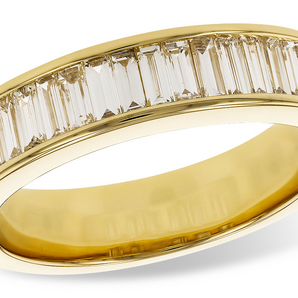 Yellow Gold Diamond Wedding Ring with Baguettes