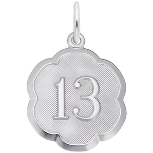 Sterling Silver Number Thirteen Scalloped Disc Charm
