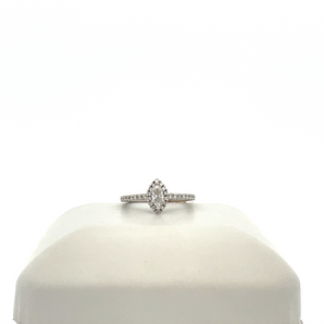 14k White Gold Engagement Ring with Marquise Center and Halo