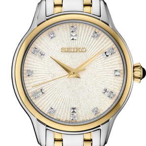 Diamond Two-Toned Seiko Quartz Watch with Silver Dial