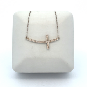 Sterling Silver Curved Cross Necklace