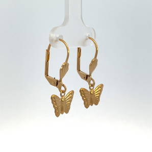 Gold Plated Leverback Butterfly Earrings