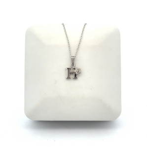 Sterling Silver 15in Initial Necklace - H